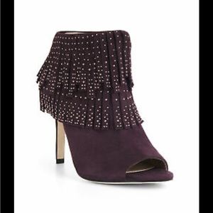 BCBG Maxazria Bordeaux fringe open toe booties size 8